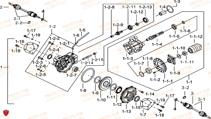 DIFFERENTIEL ARRIERE pièces TGB neuves Pieces TGB BLADE 550 SE EPS No