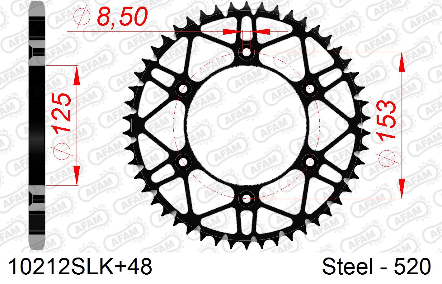 COURONNE TRANSMISSION ACIER 48 dents ACIER AFAM 
 COURONNE ACIER TRANSMISSION 48 dents Pas 520 AFAM ANTI-BOUE
ANTI-BOUE origine BETA 