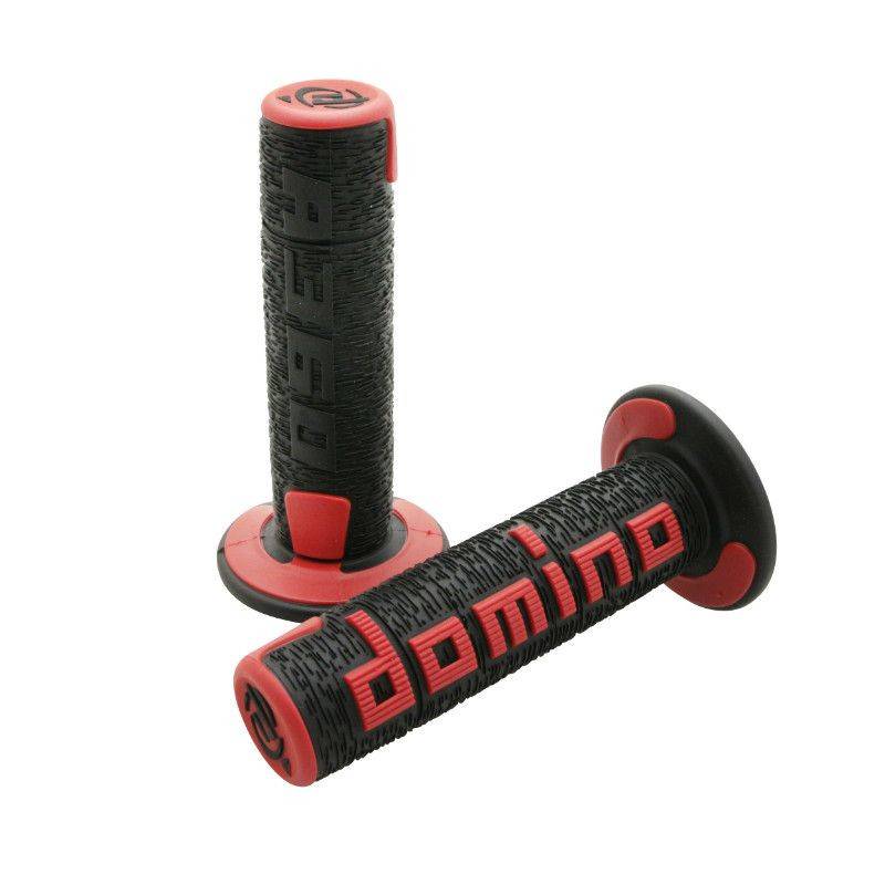 REVETEMENT POIGNEE DOMINO OFF ROAD A360 NOIR/ROUGE (120 mm) (PAIRE) -DOMINO ORIGINE-