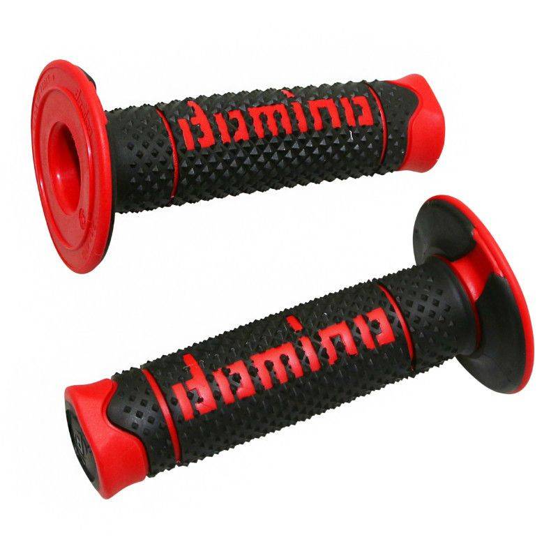 REVETEMENT POIGNEE DOMINO OFF ROAD A260 NOIR/ROUGE (120 mm) (PAIRE) -DOMINO ORIGINE-