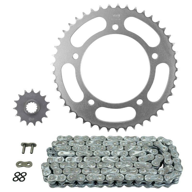 KIT CHAINE ADAPTABLE VOGE 500 R 2020> 520 XS-RING 15x45 (DEMULTIPLICATION ORIGINE)  KIT CHAINE ADAPTABLE VOGE 500 R 2020> 520 15x45 (DIAM COURONNE 125/150/10.50) (DEMULTIPLICATION ORIGINE)  origine VOGE -DISPO