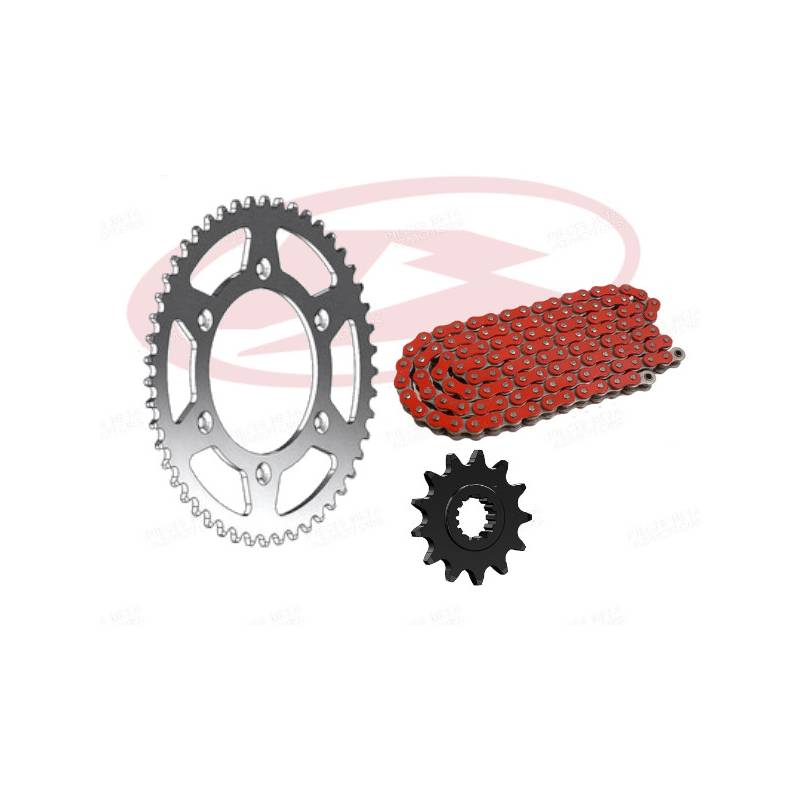 KIT CHAINE 13X49/520-114 BETA 200/250/300 RR 2T (2013-2020) 390 RR 4T (2015-2019) CHAINE ROUGE 520 MXZ ULTRA.RENFORCEE avec Attache Rapide