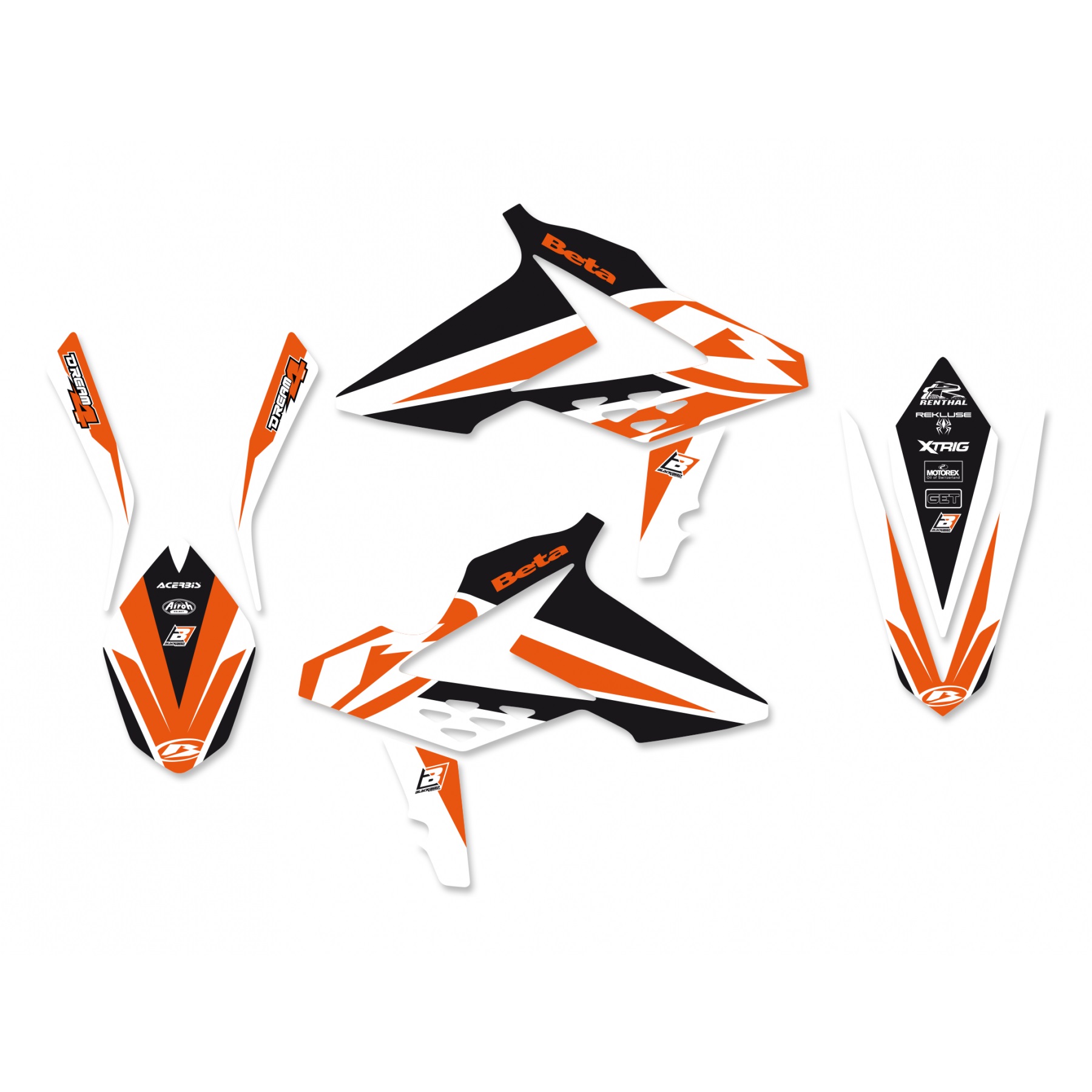 KIT DECO DREAM 4 BETA ENDURO RR 2013-17 BLACKBIRD RACING BETA RR 2T,4T - KIT DÉCO DREAM 4 BLACKBIRD - MODÈLES 2013-17 origine BETA 