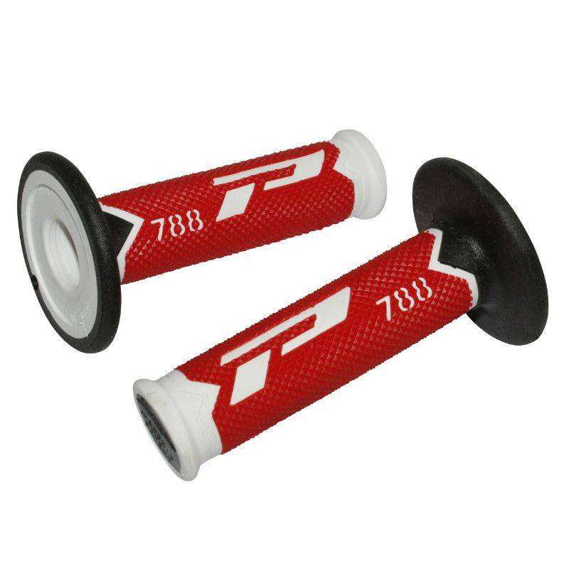 REVETEMENT POIGNEE PROGRIP OFF ROAD 788 TRIPLE DENSITE BASE BLANC/ROUGE/NOIR 115mm (PAIRE) (CROSS/MX)