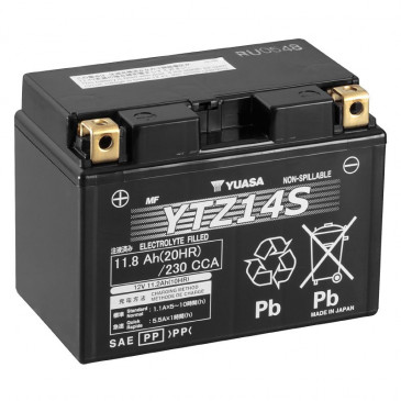 BATTERIE TTZ14S YUASA - SYM BATTERIE 12V 11,2 Ah YTZ14S YUASA ACTIVEE EN USINE PRETE A L`EMPLOI origine SYM -DISPO