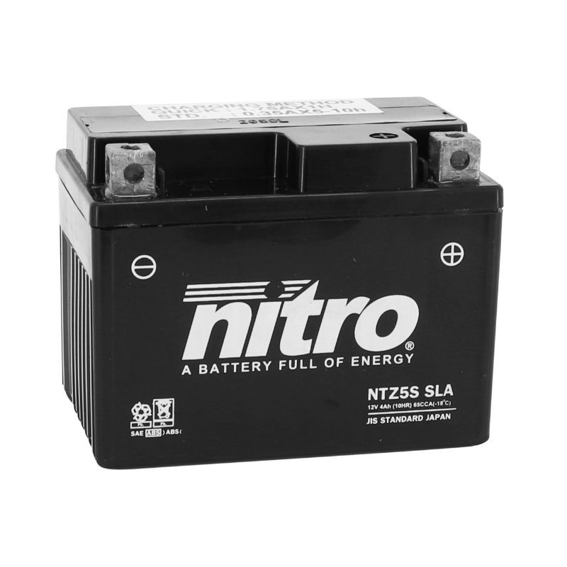 BATTERIE NTZ5S NITRO SLA PRETE A L EMPLOI ATTERIE 12V 3,5 Ah ATTERIE 12V 3,5 Ah NTZ5S NITRO SLA SANS ENTRETIEN PRETE A L`EMPLOI (Lg113xLg70xH85mm) (EQUIVALENT YTZ5S) origine  YTZ5S