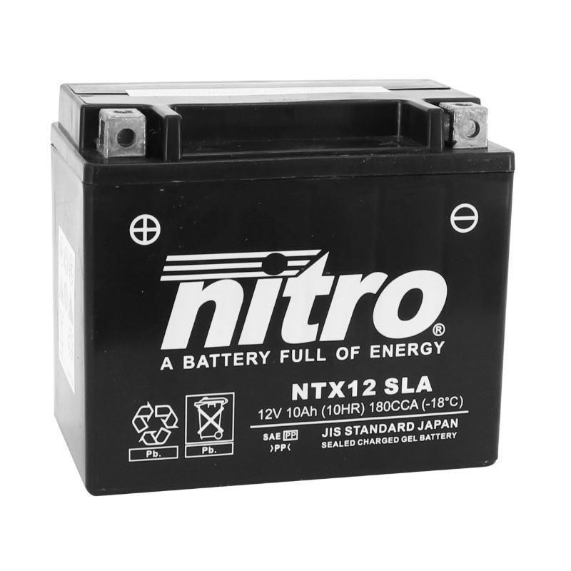 BATTERIE NTX12 NITRO SLA (EQUIVALENT YTX12-BS / AGM / GEL) BATTERIE 12V 10 Ah NTX12 NITRO SLA SANS ENTRETIEN PRETE A L`EMPLOI (Lg150xL87xH130mm) (EQUIVALENT YTX12-BS / AGM / GEL) origine  -DISPO