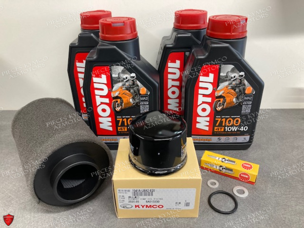 KIT HUILE MOTUL 7100 4T 10W-40 -(4L)MXU 550I T3B/EPS T3B ET SON KIT ENTRETIEN MOTEUR KIT ENTRETIEN MOTEUR MXU 550I T3B/EPS T3B ET HUILE MOTUL 7100 4T 10W-40 -(4L)
- FILTRE A AIR (1721A-LDB5-E00) 
- FILTRE A HUILE HF-147 (1541A-LBA2-E00)
- BOUGIE CR7E
- JOINT TORIQUE (30,8)(91302-0A01-021)
- JOINT DE VIDANGE (10MM)(moteur)(90521-GFY6-C00) origine KYMCO 