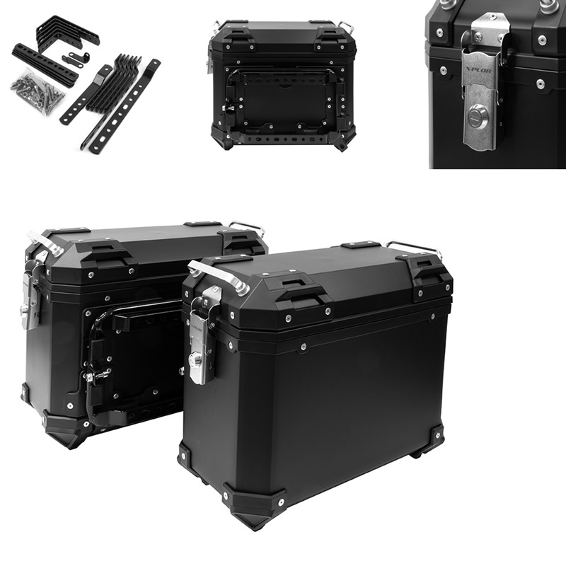 VALISES LATÉRALES NOIRES PLASTIQUE 28L - VENDUE PAR PAIRE + FIXATIONS VALISES LATÉRALES NOIRES PLASTIQUE 28L - VENDUE PAR PAIRE + FIXATIONS - X-PLOR origine  