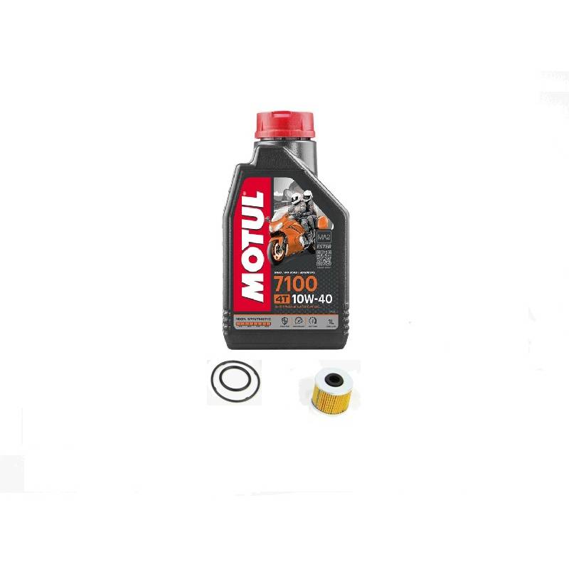 SET VIDANGE KYMCO DTX 125(SK25SC) HUILE MOTUL 7100 4T 10W-40 x(1L) FILTRE A HUILE HF-566 + JOINTS  origine  