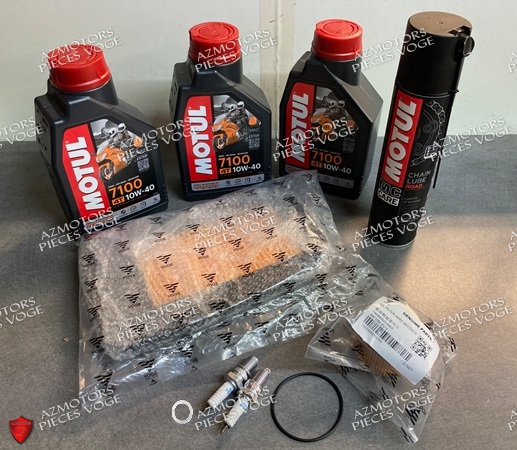 PACK REVISION FILTRES/BOUGIES VOGE 650 DS/DSX + HUILE MOTUL 7100 10W40 (3L) KIT REVISION FILTRES COMPLET VOGE 650 DS/DSX + HUILE MOTUL 7100 10W40 (3L) origine VOGE -DISPO