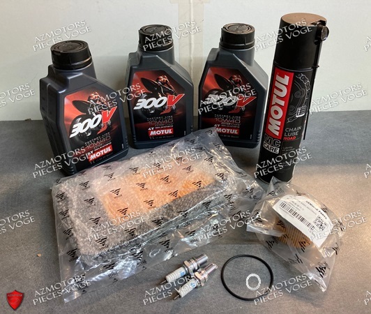 PACK REVISION FILTRES/BOUGIES VOGE 650 DS/DSX + HUILE MOTUL 300V 10W40 (3L) KIT REVISION FILTRES COMPLET VOGE 650 DS/DSX + HUILE MOTUL 300V 10W40 (3L) origine VOGE -DISPO