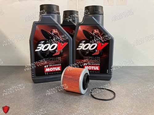 KIT VIDANGE MOTEUR VOGE 650 DS/DSX ET HUILE MOTUL 300V 4T 10W-40 - (3L)  KIT VIDANGE HUILE MOTUL 300V 10W-40 (3L) VOGE 650 DS/DSX origine VOGE -DISPO