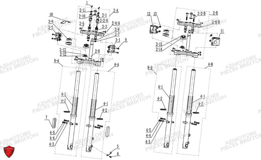 Fourche BRIXTON Pièces Cromwell 125 BX ABS/CBS Euro5