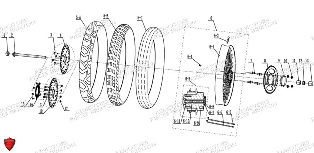 Roue Arriere BRIXTON Pièces Cromwell 125 BX ABS/CBS Euro5