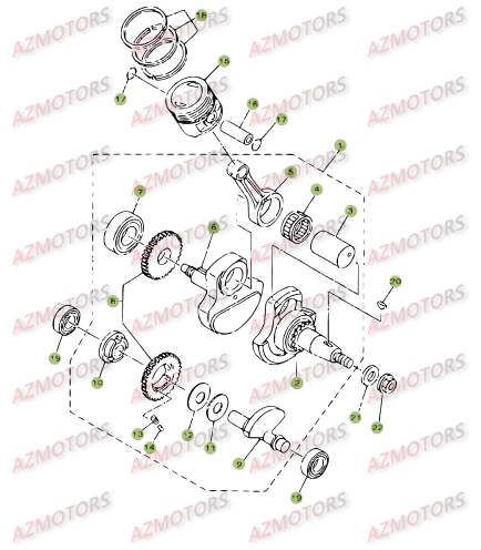 Vilebrequin   Piston   Contre Arbre BETA Pièces BETA RR 125 SM 4T - [2009]
