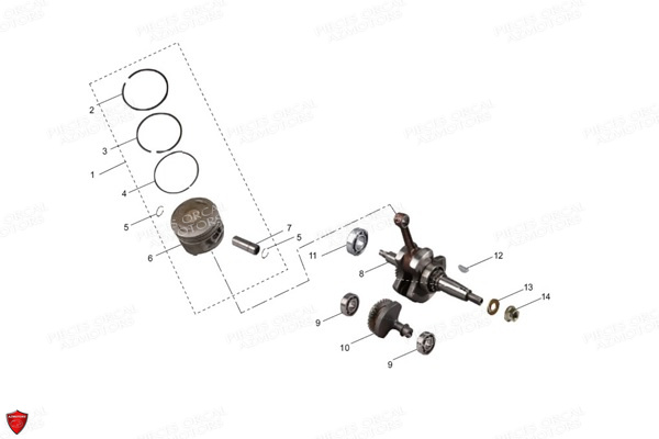 Piston Vilebrequin ORCAL Pièces Orcal ASTOR 125cc EURO5