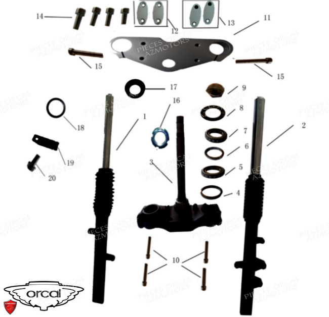 KIT FOURCHE ORCAL ASTOR/SIRIO/NK01/SPRINT ET HUILE MOTUL FORK OIL 10W (1L) pour TE DE FOURCHE de 125 ASTOR EURO III