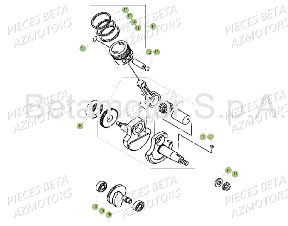 Vilebrequin Piston Contre Arbre BETA Pièces Beta RR 125 AC Enduro 4T - 2016  