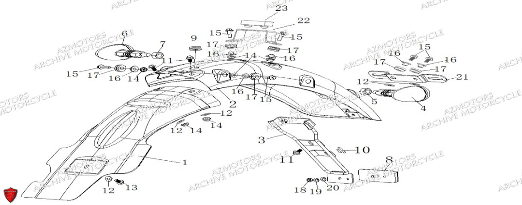 Garde Boue Arriere ARCHIVE PIECE ARCHIVE CAFER RACER 250cc AM-70 EURO4