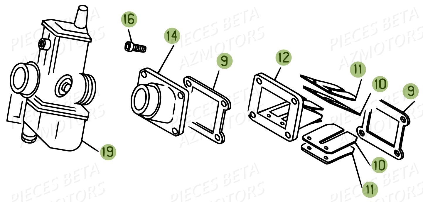 Carburateur Clapets BETA Pièces BETA EVO 250 2T - (2015)