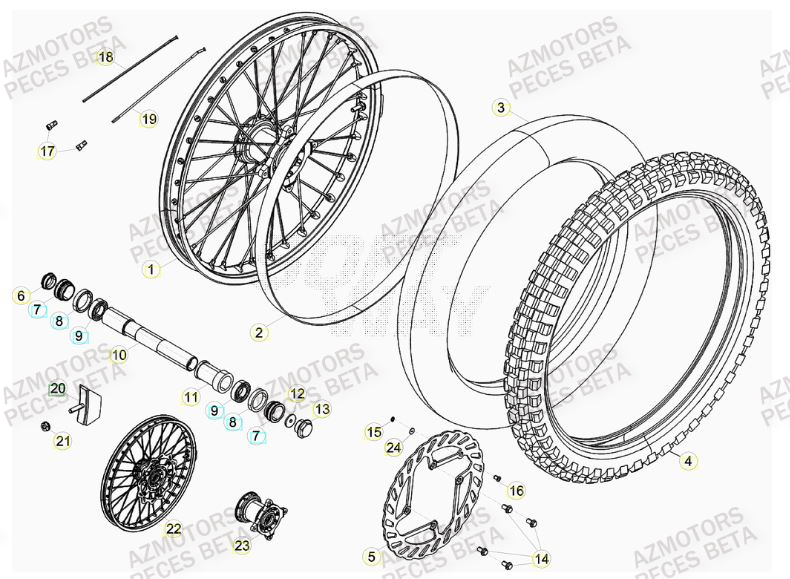 Roue Avant Du No Serie 0260001 A 0270000 BETA Pièces BETA RR FACTORY 450cc 4T - [2012]