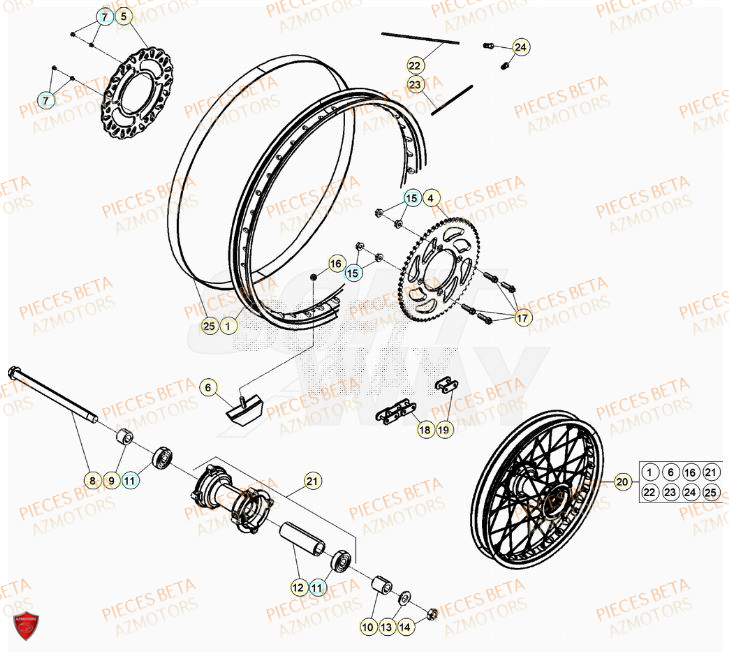 ROUE ARRIERE BETA 50 RR RACING 23