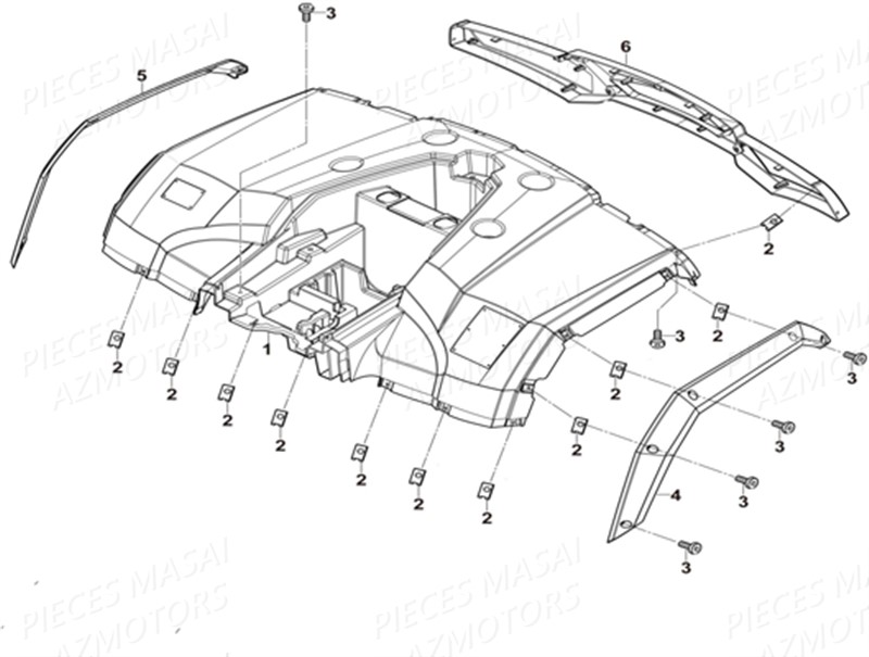 CARROSSERIE ARRIERE DECORATION vue eclate Pièces Quad A550 INFINITE EPS