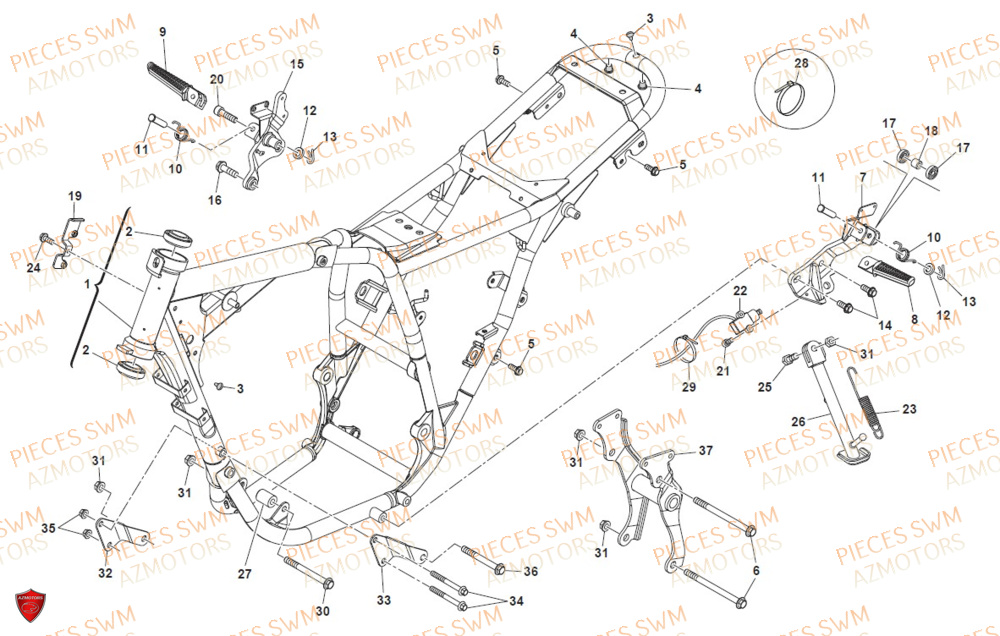 Chassis SWM Pieces SWM Origine ACE OF SPADES 125 (2020)
