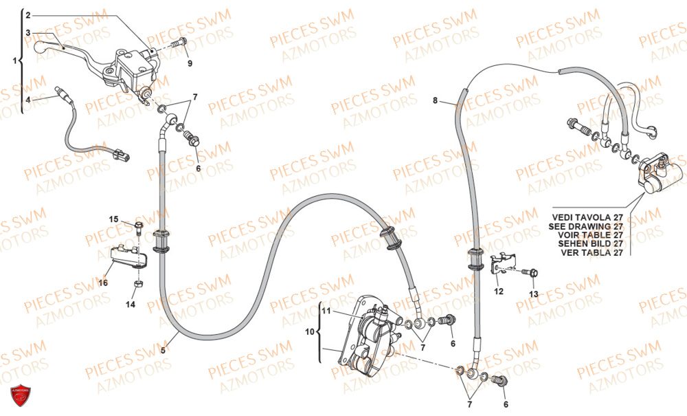 Frein Avant SWM Pieces SWM Origine ACE OF SPADES 125 (2020)
