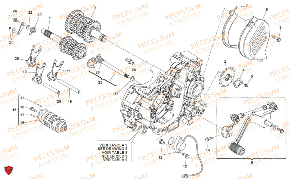 Transmission SWM Pieces SWM Origine ACE OF SPADES 125 (2020)
