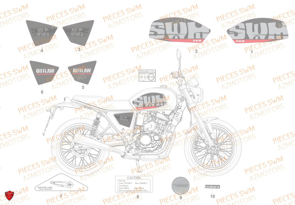 Decors SWM Pieces SWM Origine ACE OF SPADES 125R E5(2022)
