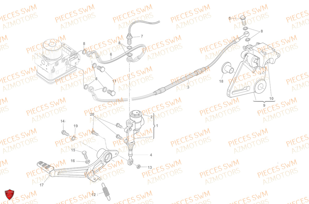 Frein Arriere SWM Pieces SWM Origine ACE OF SPADES 125R E5(2022)
