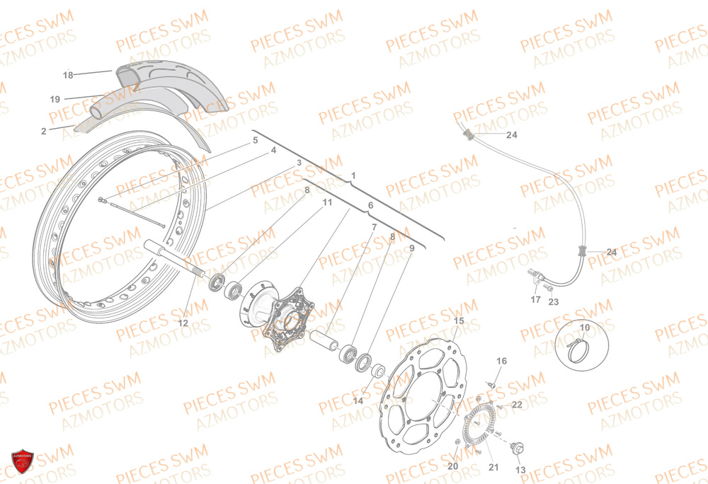 Roue Avant SWM Pieces SWM Origine ACE OF SPADES 125R E5(2022)
