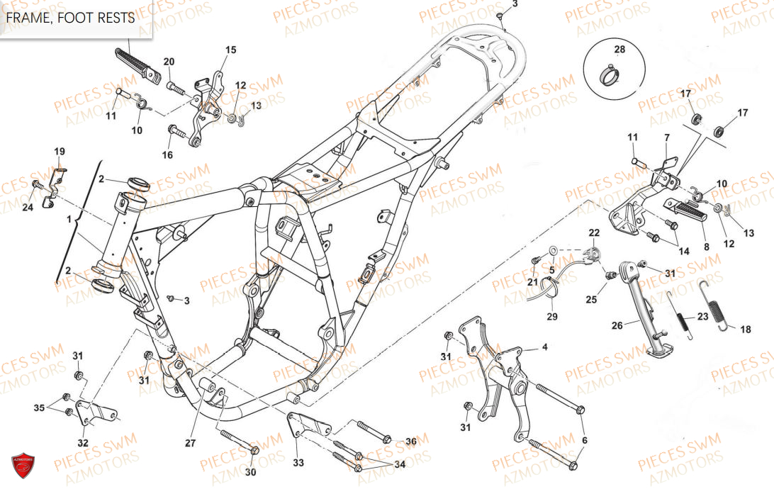 CHASSIS SWM Pieces SWM Origine ACE OF SPADES 125R E5(2021)