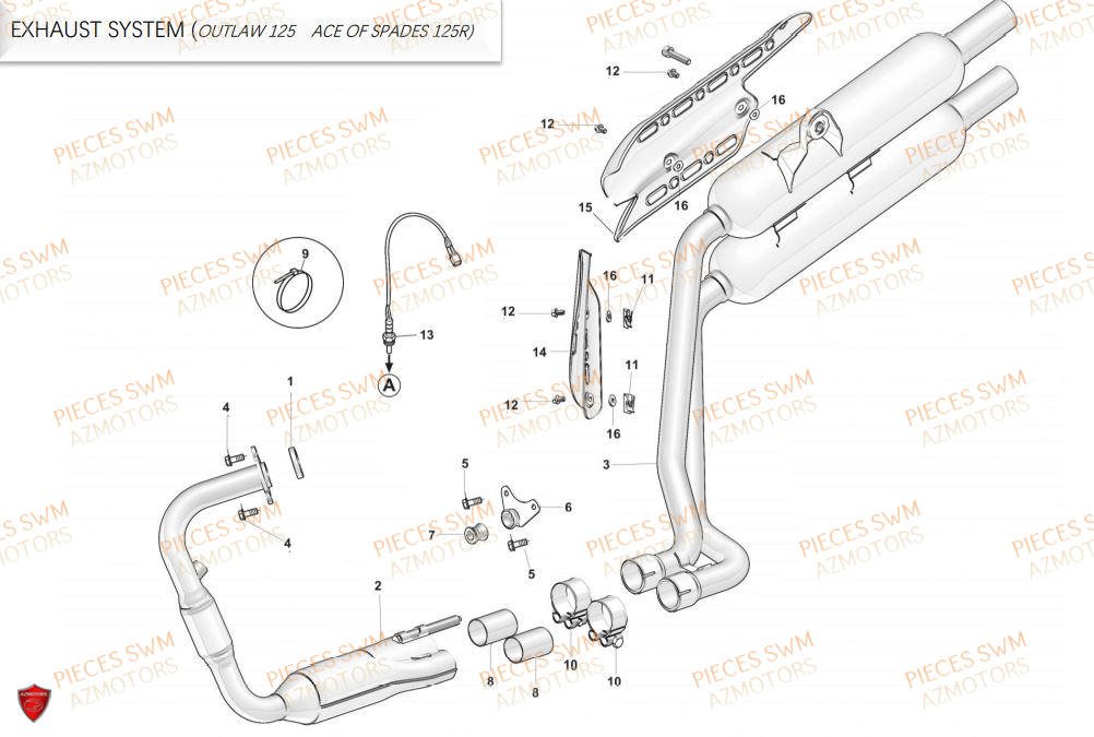 Echappement SWM Pieces SWM Origine ACE OF SPADES 125R E5(2021)
