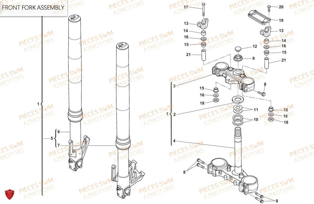 Fourche SWM Pieces SWM Origine ACE OF SPADES 125R E5(2021)
