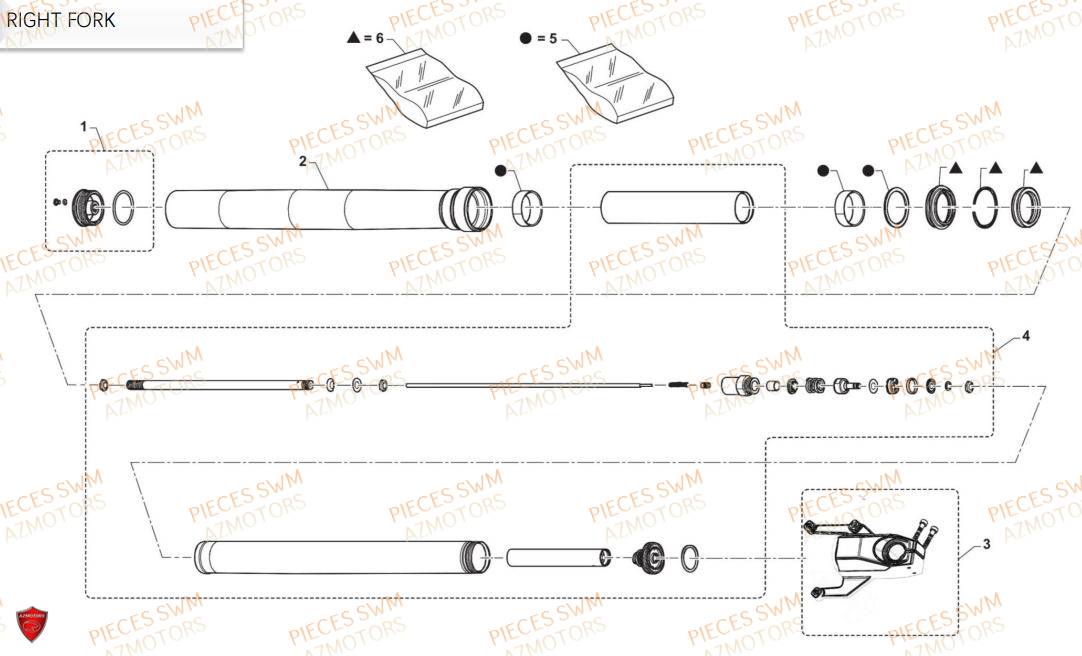 Fourche Droite SWM Pieces SWM Origine ACE OF SPADES 125R E5(2021)
