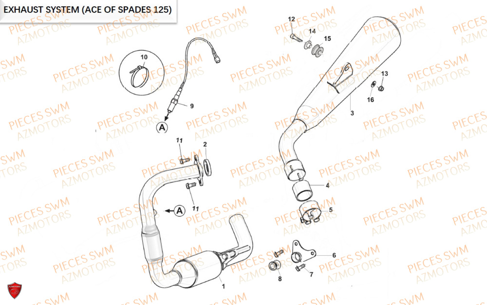 Echappement SWM Pieces SWM Origine ACE OF SPADES 125 E5(2022)
