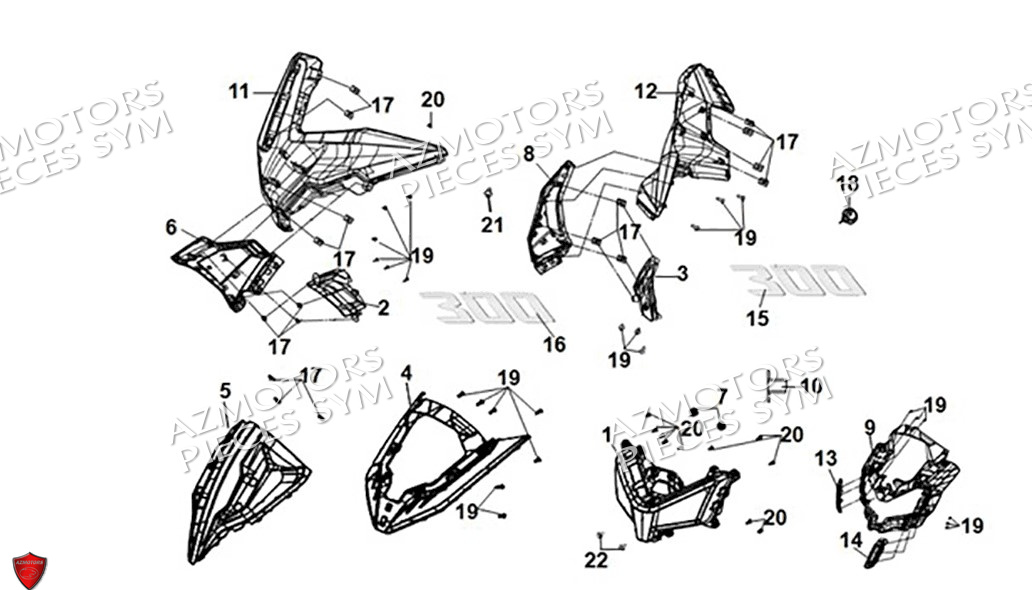 Carenages Avant SYM Pièces ADX 300 (TEA30T1CN-EU) - 2024