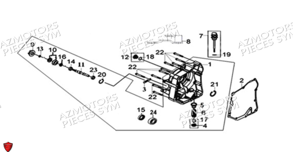 Carter Droit Pompe A Eau SYM Pièces ADX 300 (TEA30T1CN-EU) - 2024