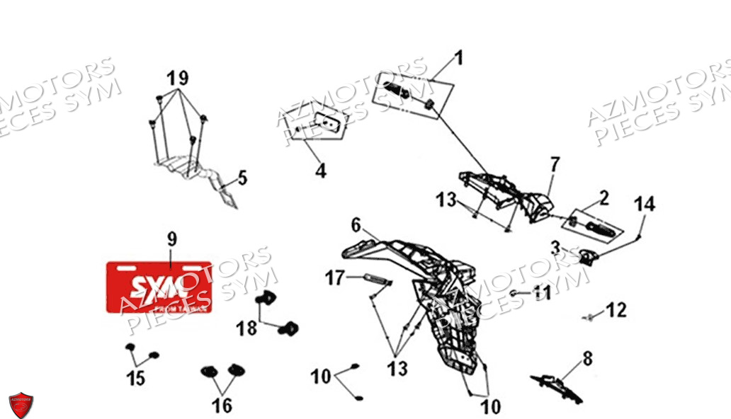 Clignotant Support De Plaque SYM Pièces ADX 300 (TEA30T1CN-EU) - 2024