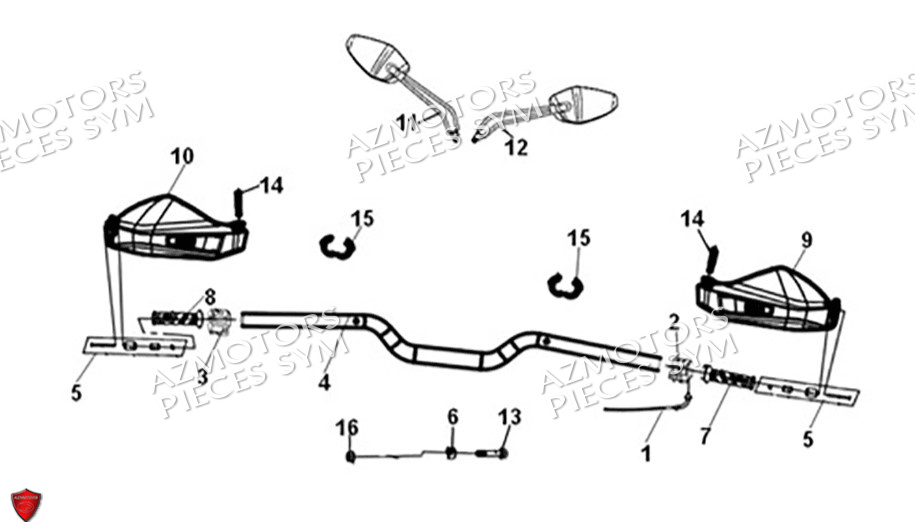 Guidon Retroviseurs SYM Pièces ADX 300 (TEA30T1CN-EU) - 2024