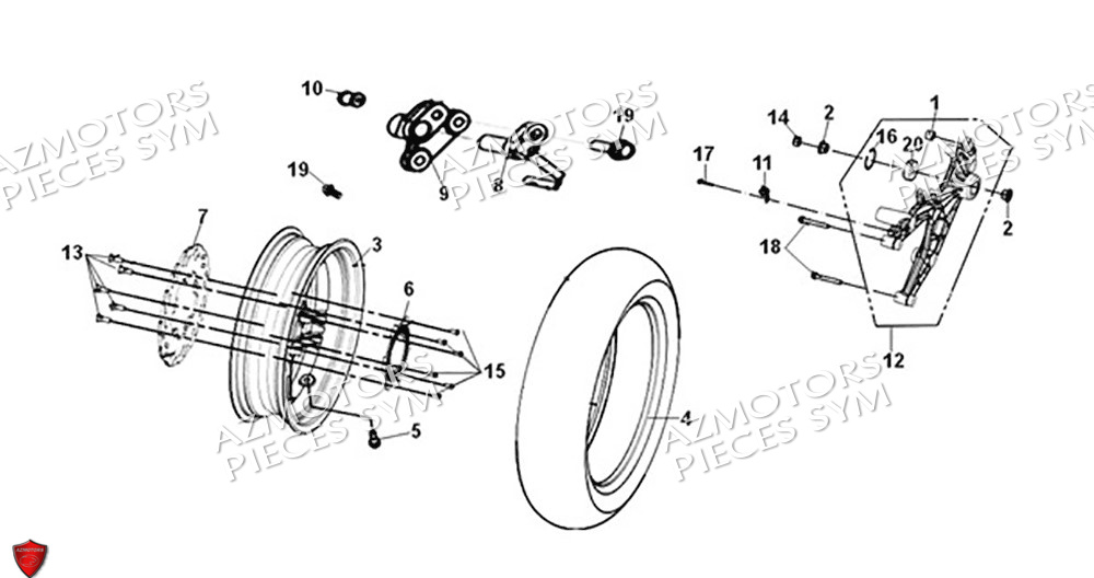 Roue Arriere SYM Pièces ADX 300 (TEA30T1CN-EU) - 2024