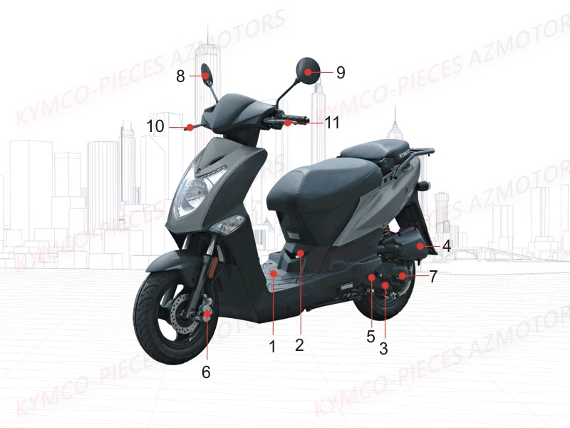 1_CONSOMMABLES_REVISION KYMCO AGILITY 50 MMC 10 POUCES 4T EURO 2 (KD10CK)