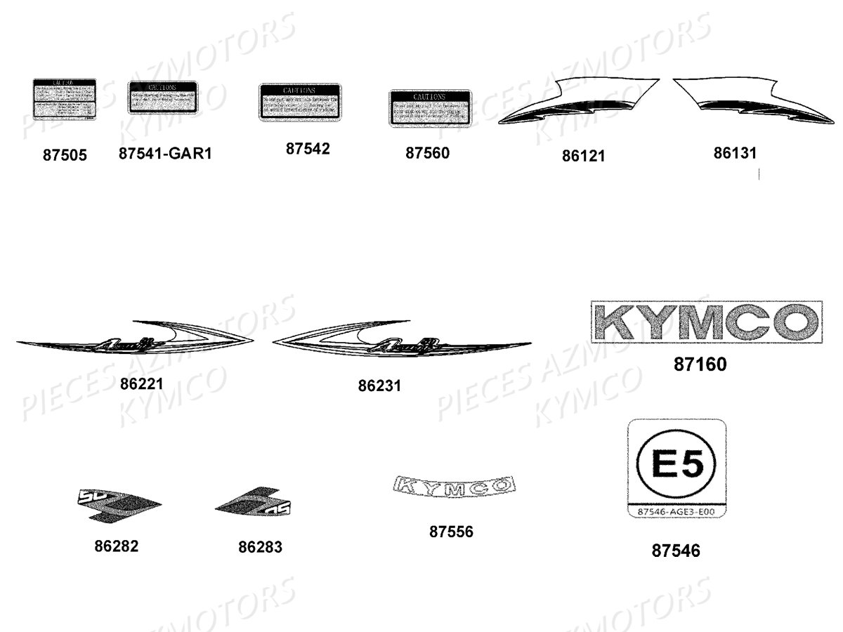 Decors KYMCO Pièces AGILITY 50 ST 4T EURO4 (KN10AL/KN10AK)
