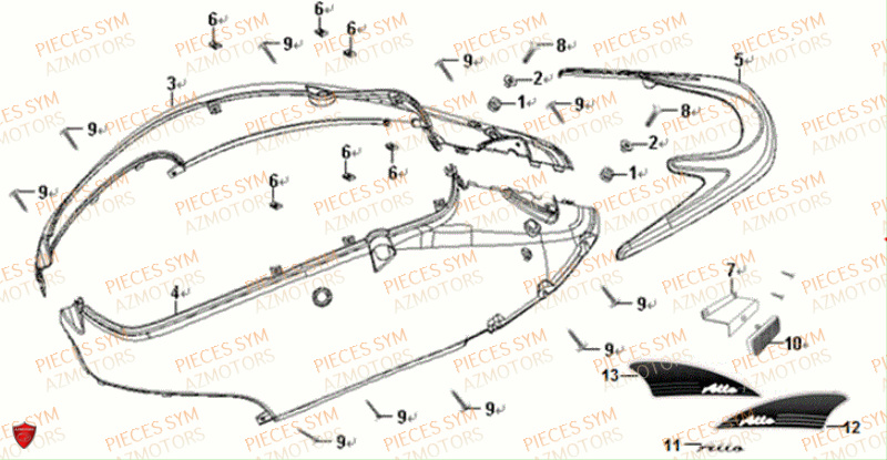 CARENAGES LATERAUX SYM ALLO 50 4T 2019