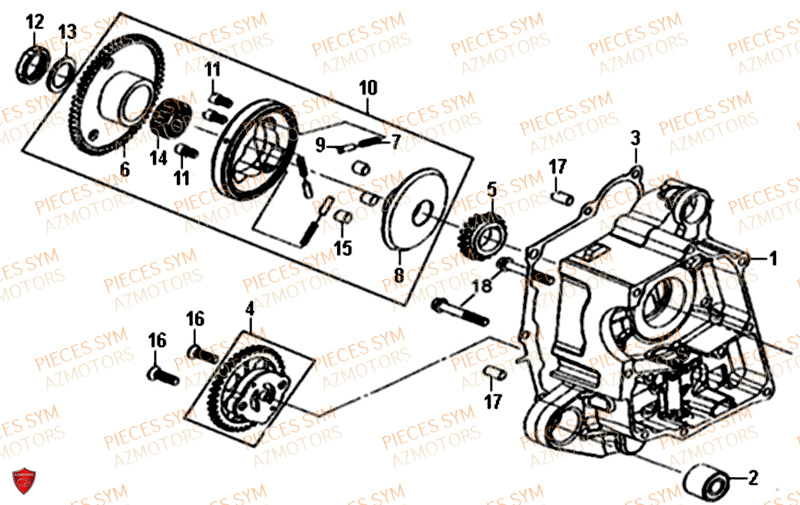 Carter Moteur Droit SYM Pièces ALLO 50 - AJ05WA-EU (2019-2020)