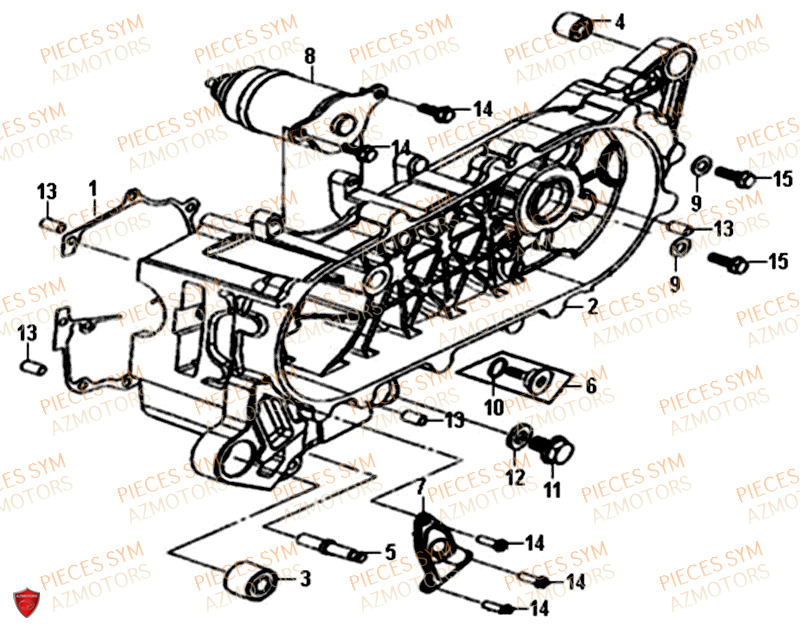 Carter Moteur Gauche SYM Pièces ALLO 50 - AJ05WA-EU (2019-2020)