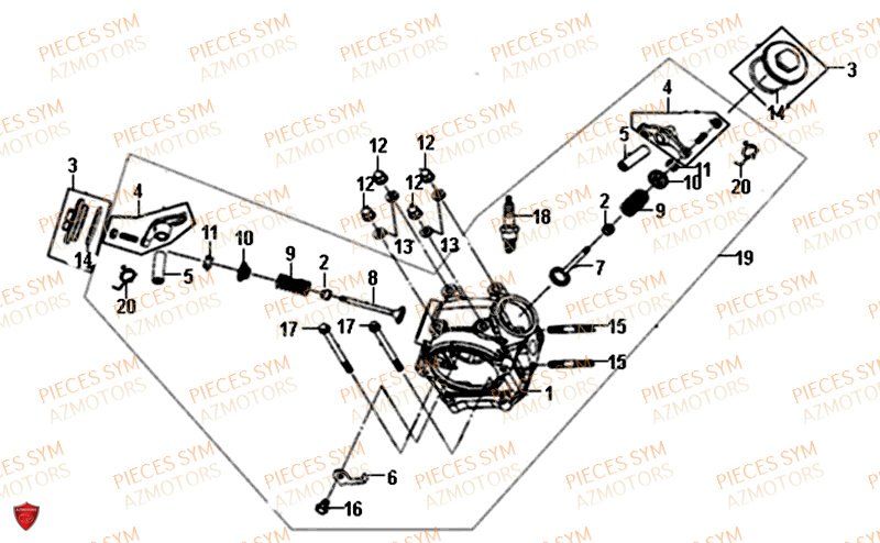 Culasse SYM Pièces ALLO 50 - AJ05WA-EU (2019-2020)